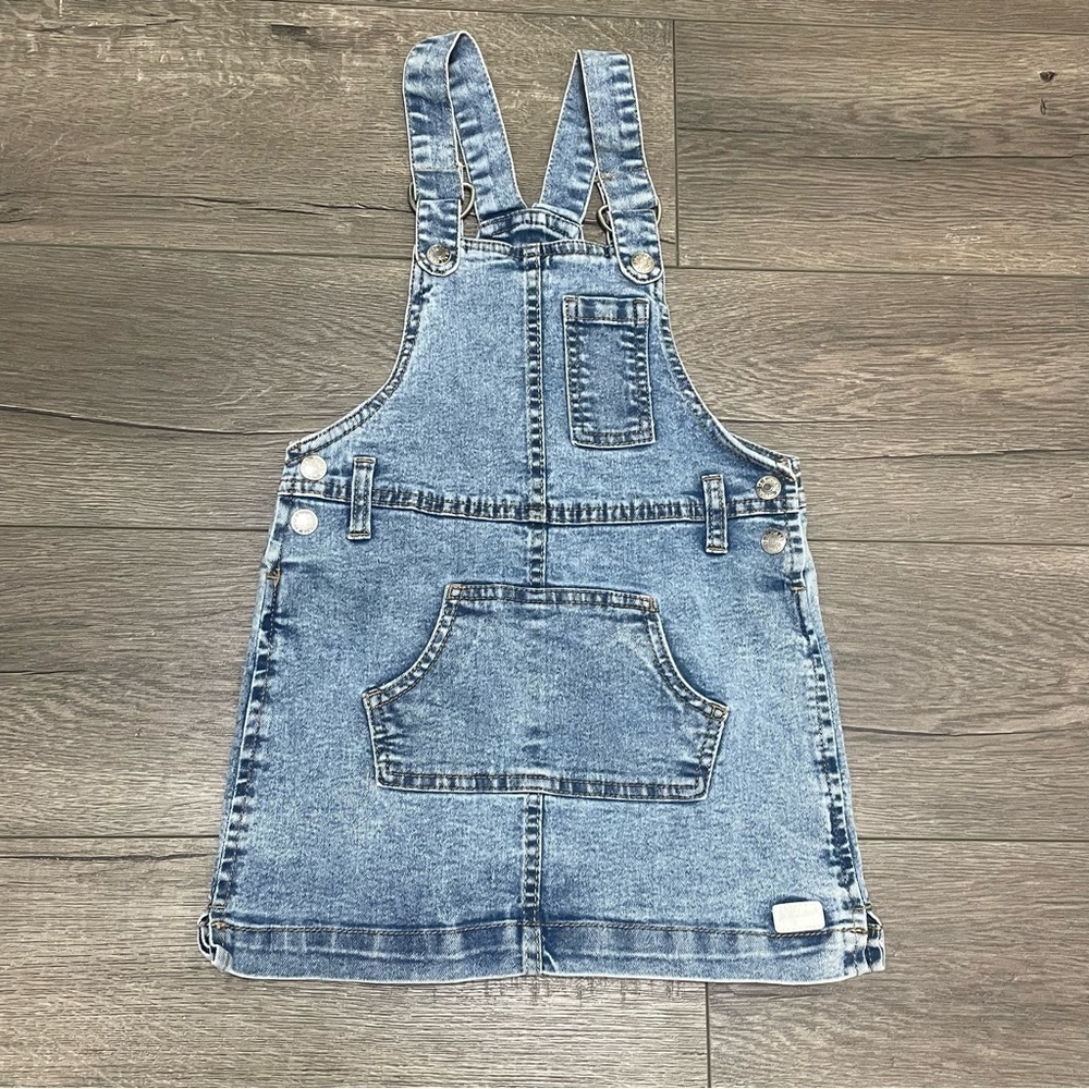 7 for all Mankind Toddler Girls Overall Dress Size 4T Blue Denim Jean Bib.